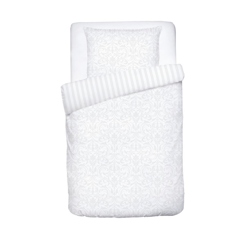 Baroque - Housse De Couette + Taie D'Oreiller Bébé - Satin De Coton - Tissé Jacquard - Blanc
