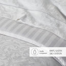Baroque - Taie D'Oreiller - Satin De Coton - Tissé Jacquard - Blanc