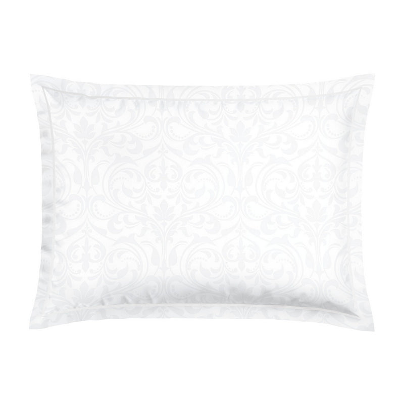 Baroque - Taie D'Oreiller - Satin De Coton - Tissé Jacquard - Blanc