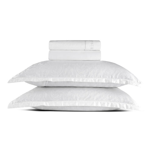 Baroque - Ensemble De Draps - Satin De Coton - Tissé Jacquard - Blanc