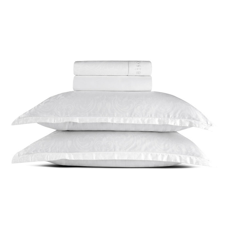 Baroque - Ensemble De Draps - Satin De Coton - Tissé Jacquard - Blanc