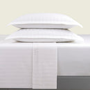 Dobby Stripe Woven - Ensemble De Draps - Satin De Coton - Tissé Jacquard - Blanc