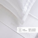 Dobby Stripe Woven - Ensemble De Draps - Satin De Coton - Tissé Jacquard - Blanc