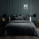 Dobby Stripe Woven - Set De 2 Taies D'Oreiller - Satin De Coton - Rayure Tissé Dobby - Noir