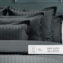 Dobby Stripe Woven - Set De 2 Taies D'Oreiller - Satin De Coton - Rayure Tissé Dobby - Noir