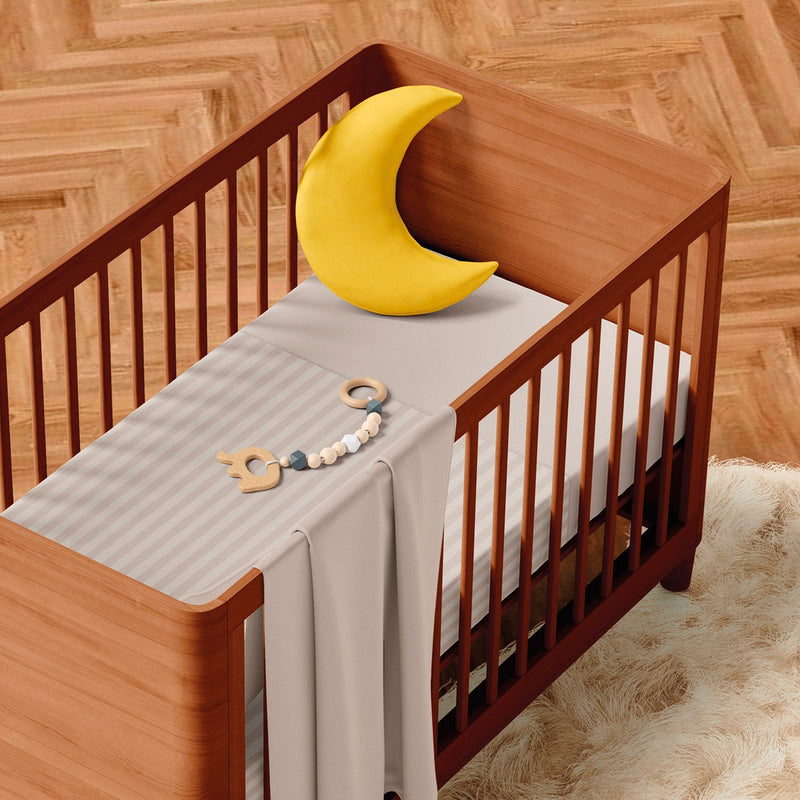 Dobby Stripe Woven - Parure Housse De Couette + Taie D'Oreiller Bébé - Satin De Coton - Rayure Tissé Dobby - Taupe