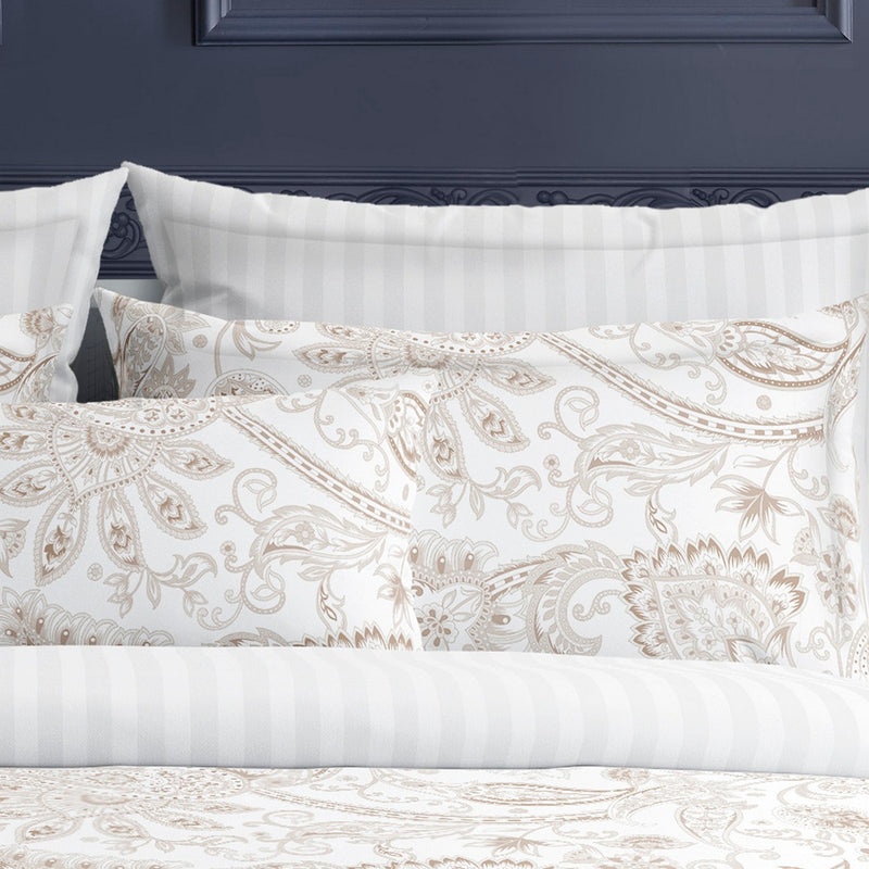 Indienne - Taie D'Oreiller - Satin De Coton - Taupe