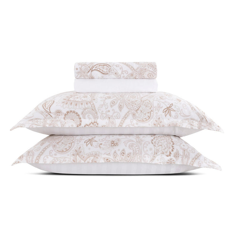 Indienne - Ensemble De Draps - Satin De Coton - Taupe