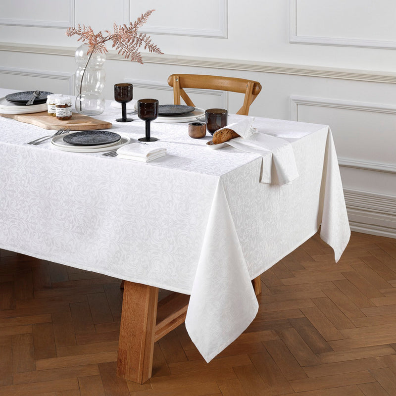 Baroque - Nappe Tissé Jacquard - Blanc