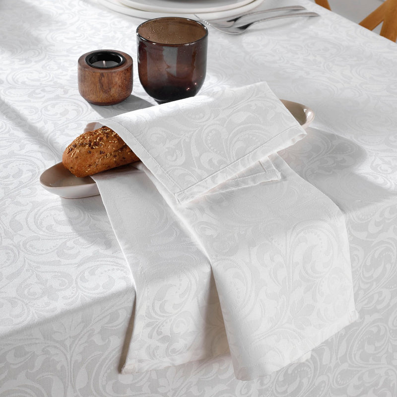 Baroque - Set De 4 Serviettes Tissé Jacquard - Blanc