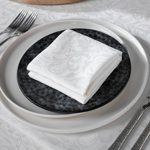 Baroque - Set De 4 Serviettes Tissé Jacquard - Blanc