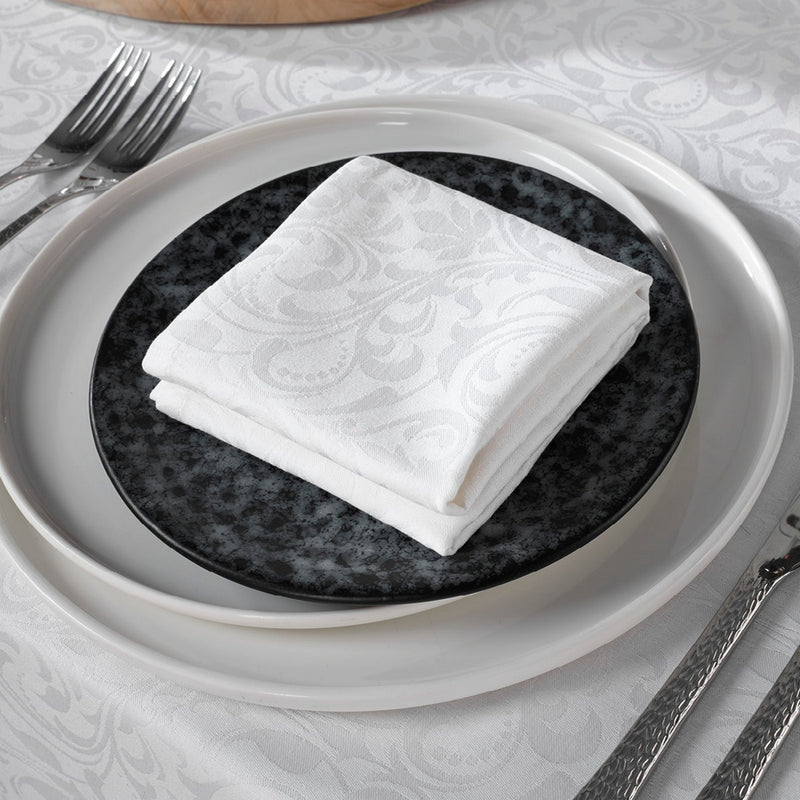 Baroque - Set De 4 Serviettes Tissé Jacquard - Blanc