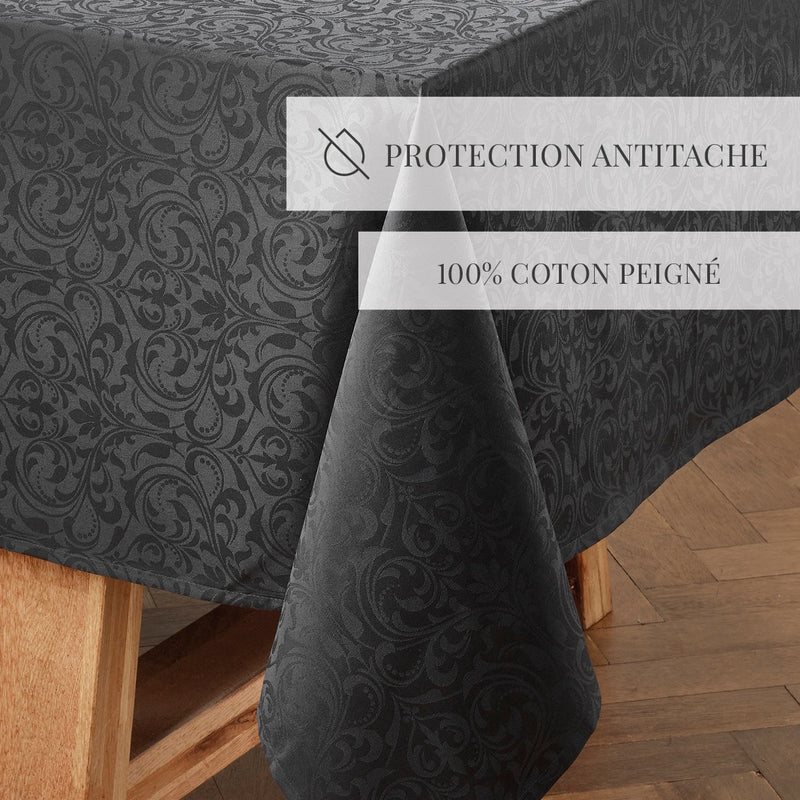 Baroque - Nappe Tissé Jacquard - Gris Foncé