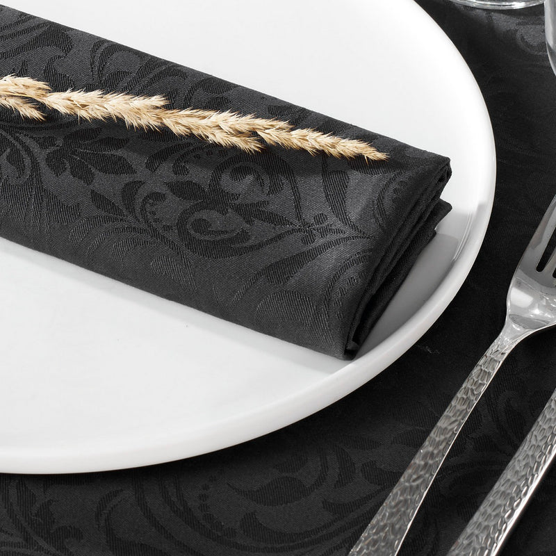 Baroque - Set De 4 Serviettes Tissé Jacquard - Gris Foncé