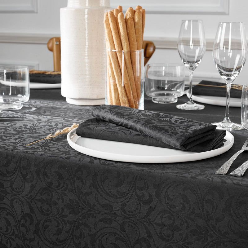 Baroque - Set De 4 Serviettes Tissé Jacquard - Gris Foncé
