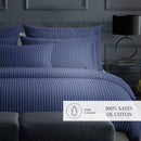 Rayures Élégantes - Taie D'Oreiller - Satin De Coton - Bleu Foncé
