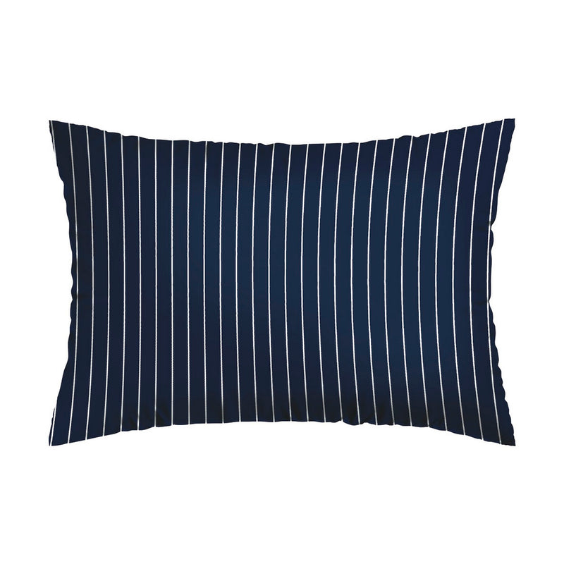 Rayures Élégantes - Taie D'Oreiller - Satin De Coton - Bleu Foncé