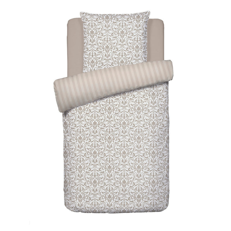 Baroque - Housse De Couette + Taie D'Oreiller - Satin De Coton - Taupe