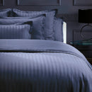 Dobby Stripe Woven - Parure Housse De Couette + Taie D'Oreiller - Satin De Coton - Rayure Tissé Dobby - Bleu Foncé