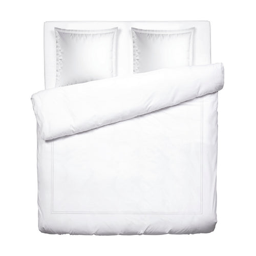Paris - Housse De Couette + 2 Taies D'Oreiller - Satin De Coton - Blanc / Blanc