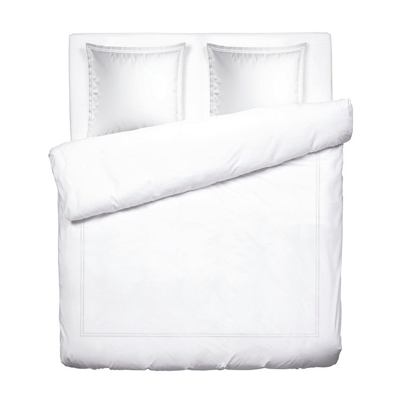 Paris - Housse De Couette + 2 Taies D'Oreiller - Satin De Coton - Blanc / Blanc