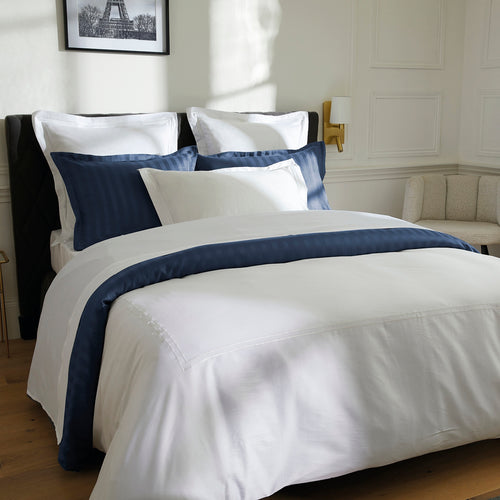 Paris - Housse De Couette + 1 ou 2 Taie(s) D'Oreiller - Satin De Coton - Blanc / Blanc