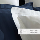 Paris - Housse De Couette + 2 Taies D'Oreiller - Satin De Coton - Blanc / Blanc