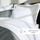 Paris - Housse De Couette + 2 Taies D'Oreiller - Satin De Coton - Gris / Blanc