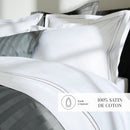 Paris - Housse De Couette + 2 Taies D'Oreiller - Satin De Coton - Gris / Blanc