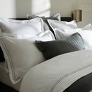 Paris - Housse De Couette + 2 Taies D'Oreiller - Satin De Coton - Gris / Blanc