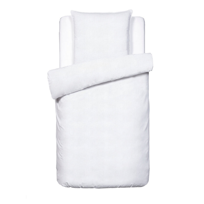 Uni - Housse De Couette + Taie D'Oreiller Gaze De Coton - Blanc 02