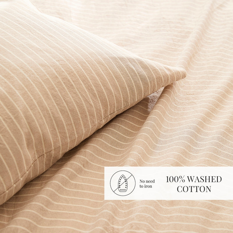 Eden - Housse De Couette + Taie D'Oreiller Coton Tissé Teint - Taupe