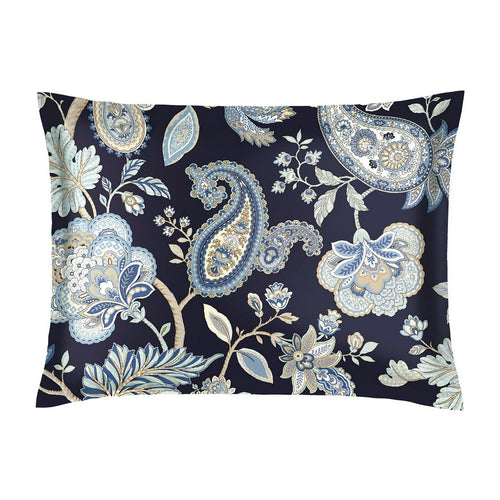 Kashmir - Taie D'Oreiller - Satin De Coton - Bleu Foncé