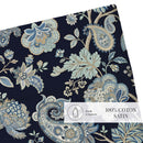 Kashmir - Drap Plat - Satin De Coton - Bleu Foncé