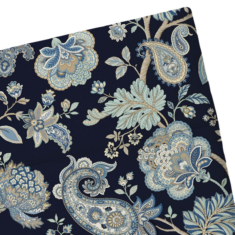 Kashmir - Drap Plat - Satin De Coton - Bleu Foncé