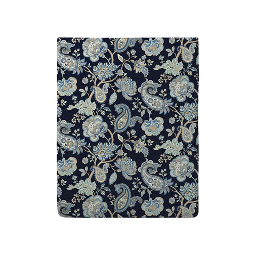 Kashmir - Drap Plat - Satin De Coton - Bleu Foncé