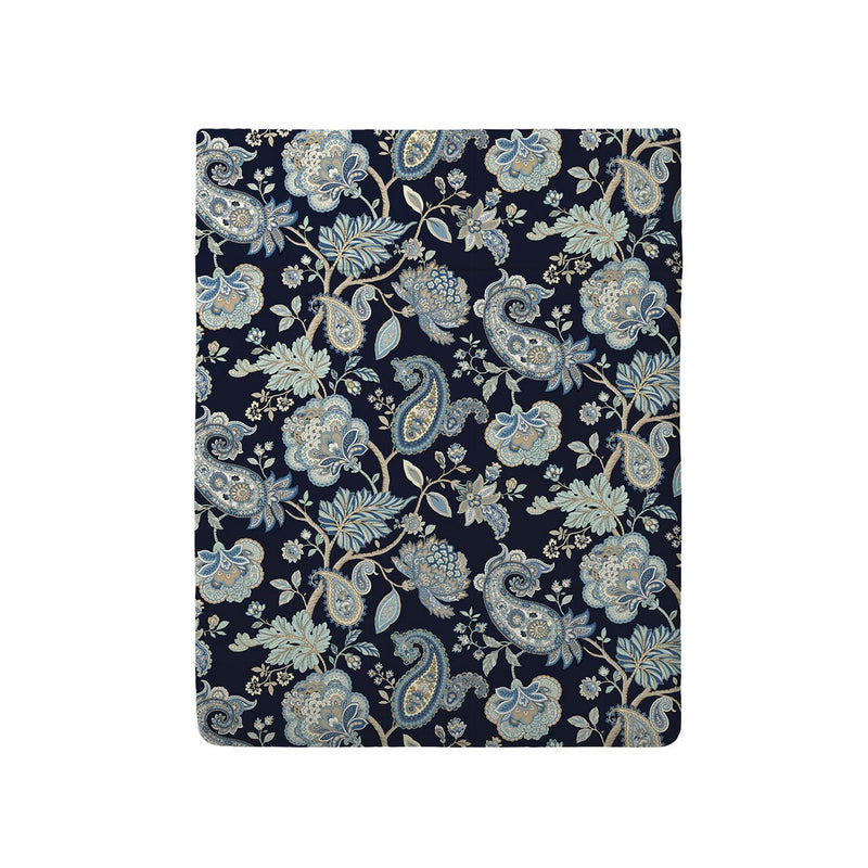 Kashmir - Drap Plat - Satin De Coton - Bleu Foncé