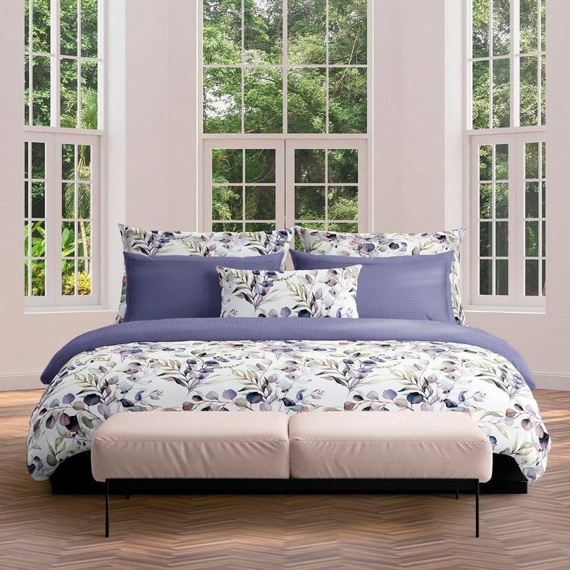 Eucalyptus - Housse De Couette + Taie D'Oreiller - Satin De Coton - Blanc
