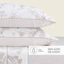 Colibri Floral - Taie D'Oreiller - Satin De Coton - Taupe