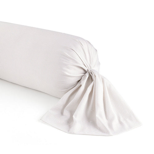 Colibri Floral - Taie De Traversin - Satin De Coton - Traits Fins - Taupe
