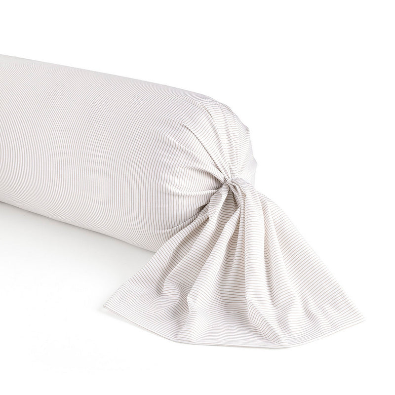 Colibri Floral - Taie De Traversin - Satin De Coton - Traits Fins - Taupe