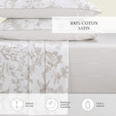 Colibri Floral - Drap-Housse - Satin De Coton - Taupe