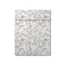 Colibri Floral - Drap Plat - Satin De Coton - Taupe