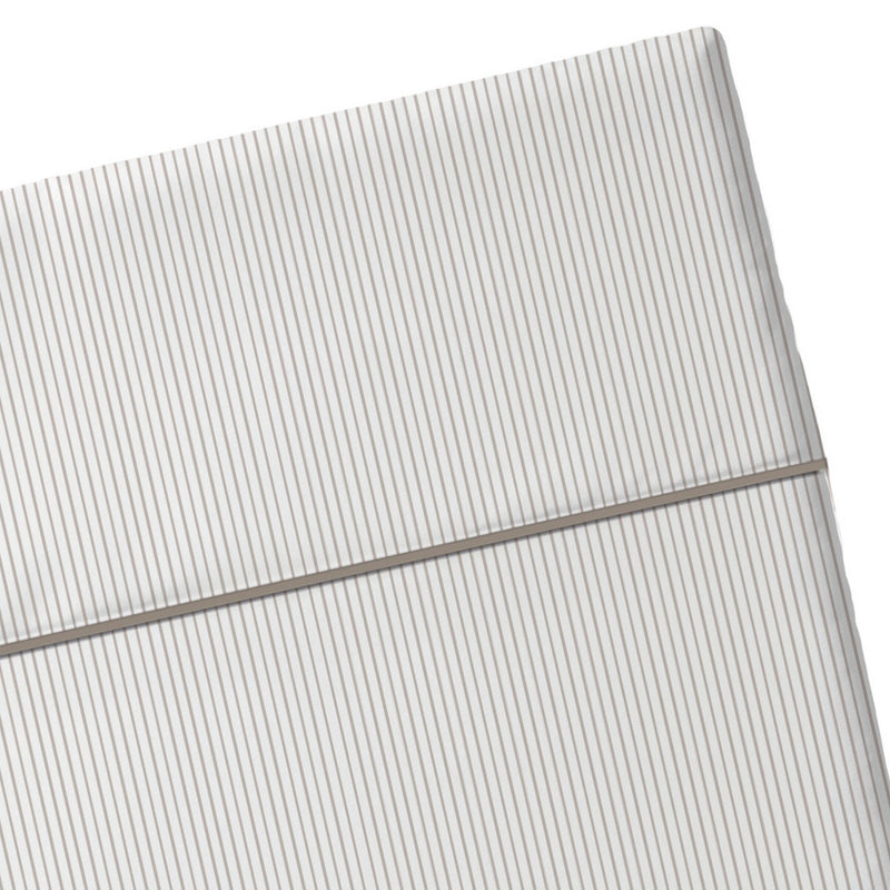 Colibri Floral - Drap Plat - Satin De Coton - Traits Fins - Taupe