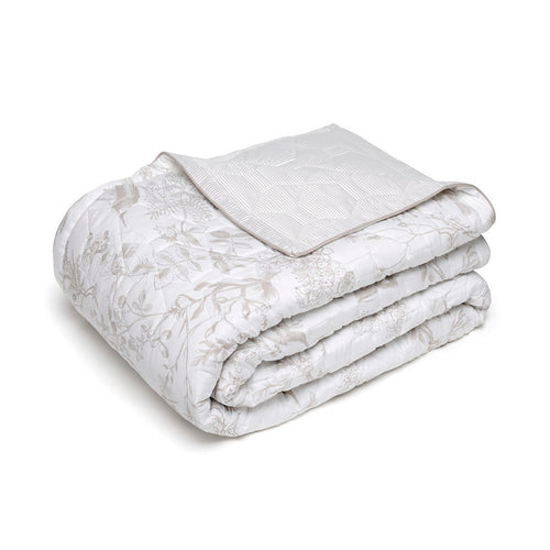 Colibri Floral - Couvre-Lit - Satin De Coton - Taupe