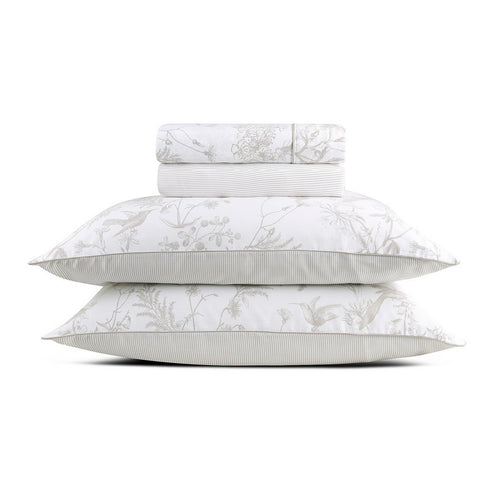 Colibri Floral - Ensemble De Draps - Satin De Coton - Taupe