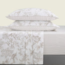 Colibri Floral - Ensemble De Draps - Satin De Coton - Taupe