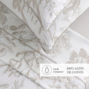 Colibri Floral - Ensemble De Draps - Satin De Coton - Taupe
