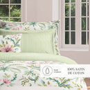 Fleurs De La Forêt - Housse De Couette + Taie D'Oreiller - Satin De Coton - Vert