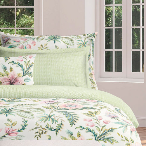 Fleurs De La Forêt - Taie D'Oreiller - Satin De Coton - Vert